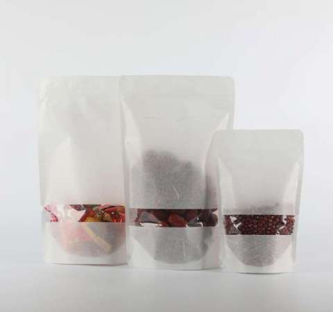 Oker brand packaging bags stand up ziplock rice paper bags with clear window for nuts sancks