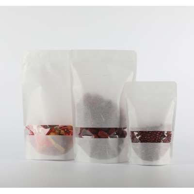 Oker brand packaging bags stand up ziplock rice paper bags with clear window for nuts sancks