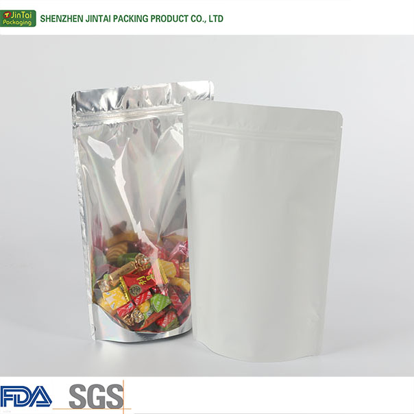 250g dried food packaging bags white stand up alumimum foil poouch dry fruit packaging pouch