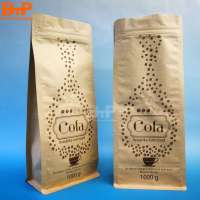 1KG Custom Heat Seal Foil Lined Kraft Paper Side Gusset Coffee Bean Packaging Bag With Valve and Zipper